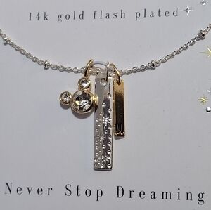 🏰Disney Mickey Mouse Never Stop Dreaming Initial "M" 14k Gold Plated Necklace